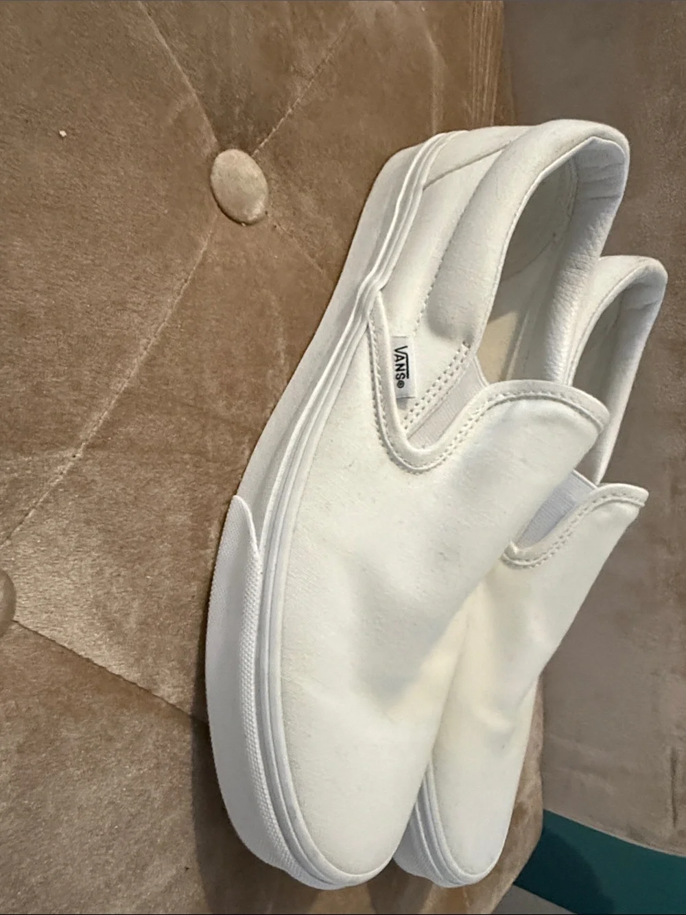 Vans White Slip-On Canvas Loafers